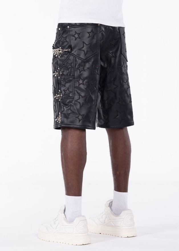 GUAPI Obsidian Black Stars Leather Shorts by GUAPI