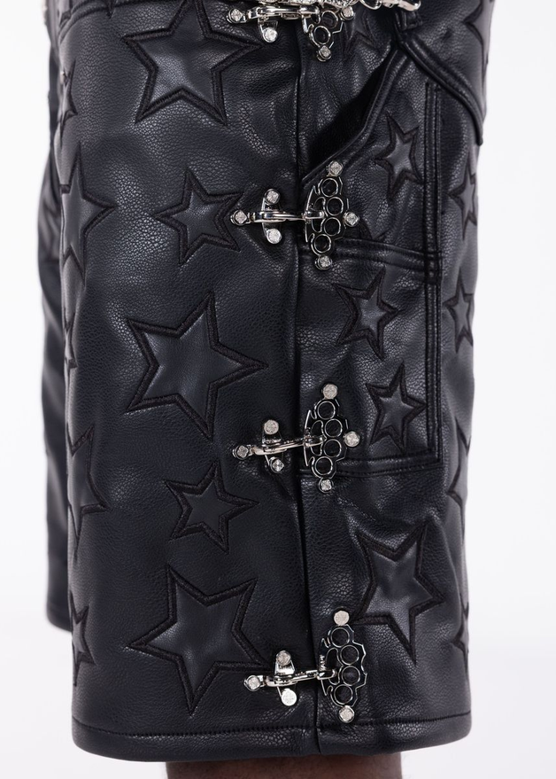 GUAPI Obsidian Black Stars Leather Shorts by GUAPI