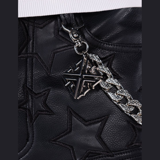 GUAPI Obsidian Black Stars Leather Shorts by GUAPI