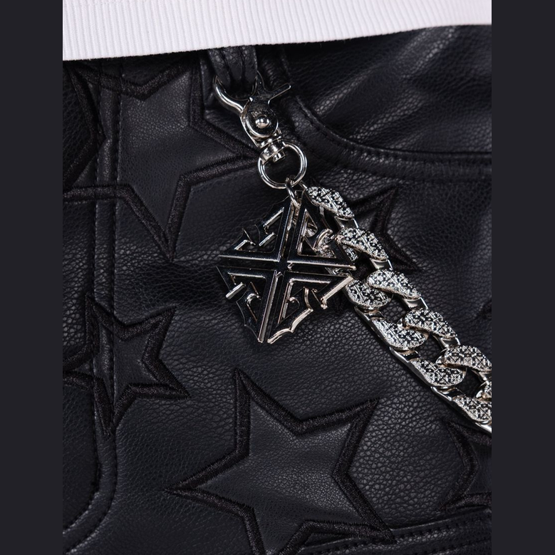 GUAPI Obsidian Black Stars Leather Shorts by GUAPI