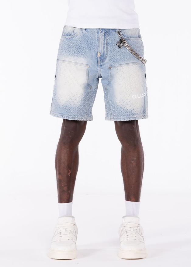 GUAPI Aqua Blue Steel Plate Carpenter Shorts by GUAPI