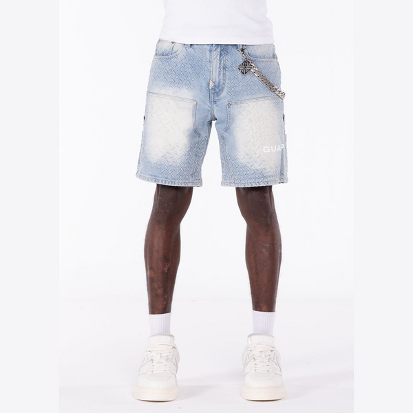 GUAPI Aqua Blue Steel Plate Carpenter Shorts by GUAPI