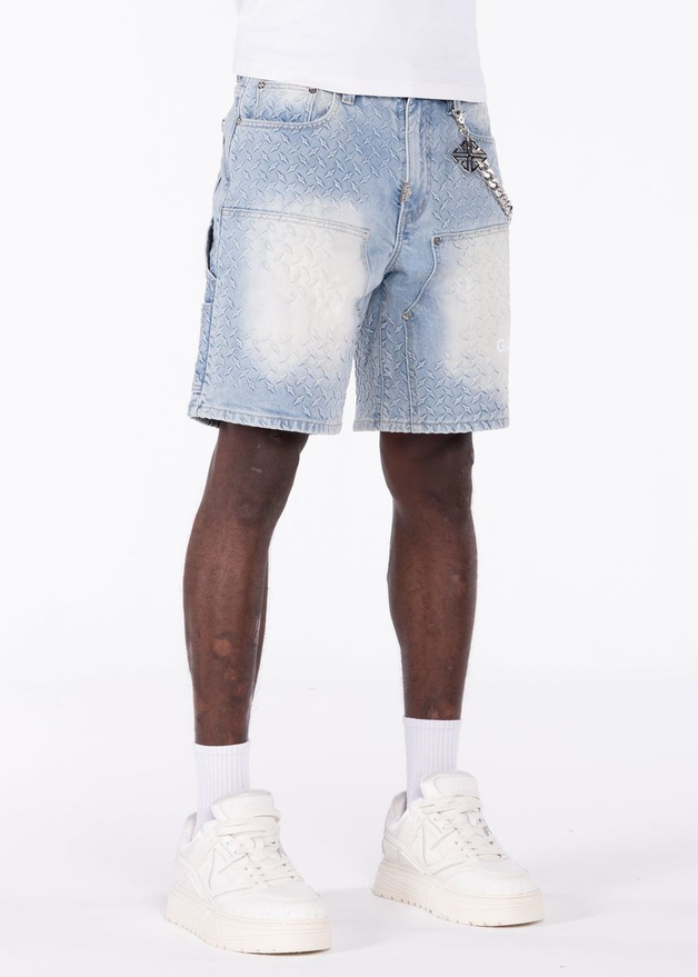 GUAPI Aqua Blue Steel Plate Carpenter Shorts by GUAPI
