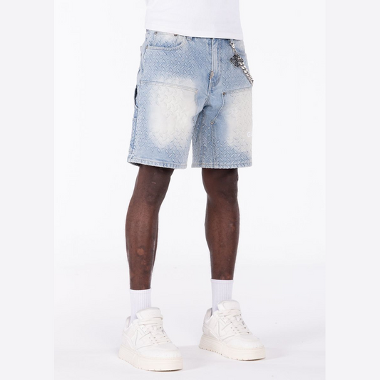 GUAPI Aqua Blue Steel Plate Carpenter Shorts by GUAPI
