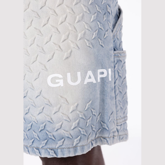 GUAPI Aqua Blue Steel Plate Carpenter Shorts by GUAPI