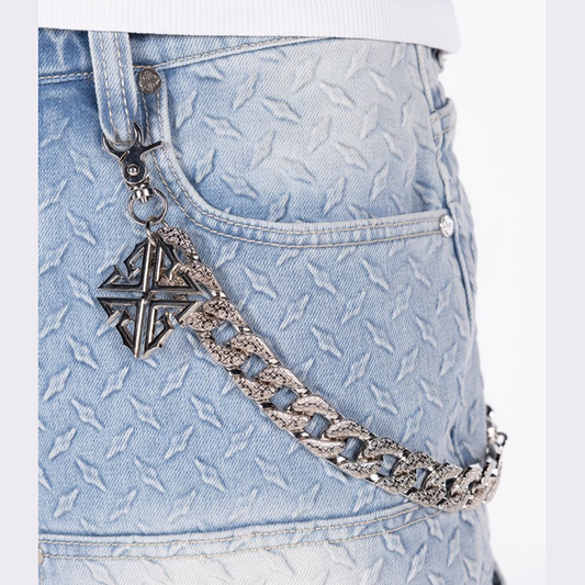 GUAPI Aqua Blue Steel Plate Carpenter Shorts by GUAPI