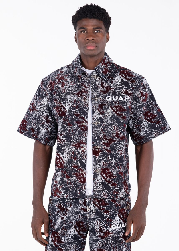 GUAPI Wine Red Laser Velvet Shirt by GUAPI