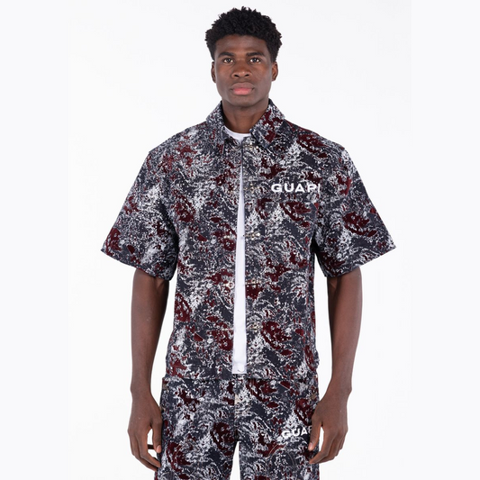 GUAPI Wine Red Laser Velvet Shirt by GUAPI