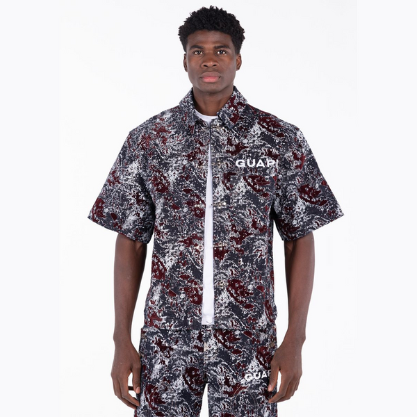 GUAPI Wine Red Laser Velvet Shirt by GUAPI