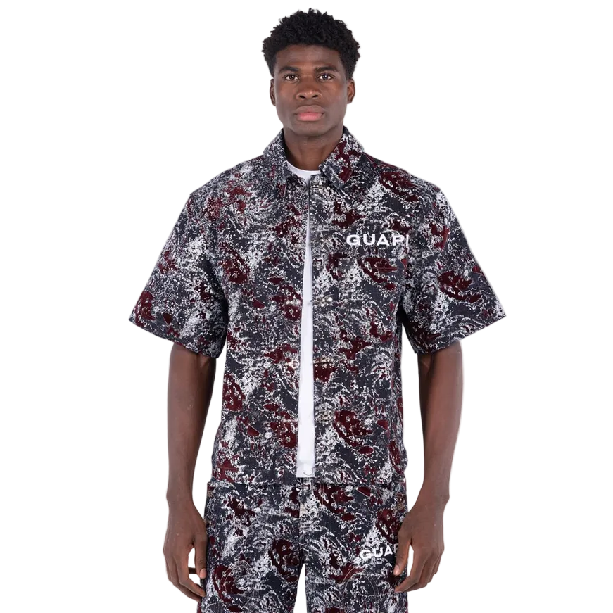 GUAPI Wine Red Laser Velvet Shirt by GUAPI