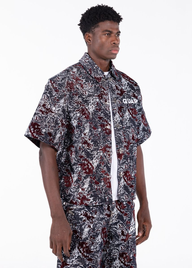 GUAPI Wine Red Laser Velvet Shirt by GUAPI