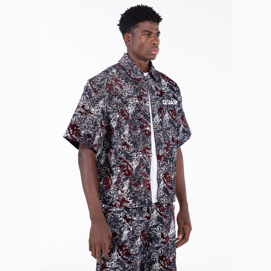 GUAPI Wine Red Laser Velvet Shirt by GUAPI