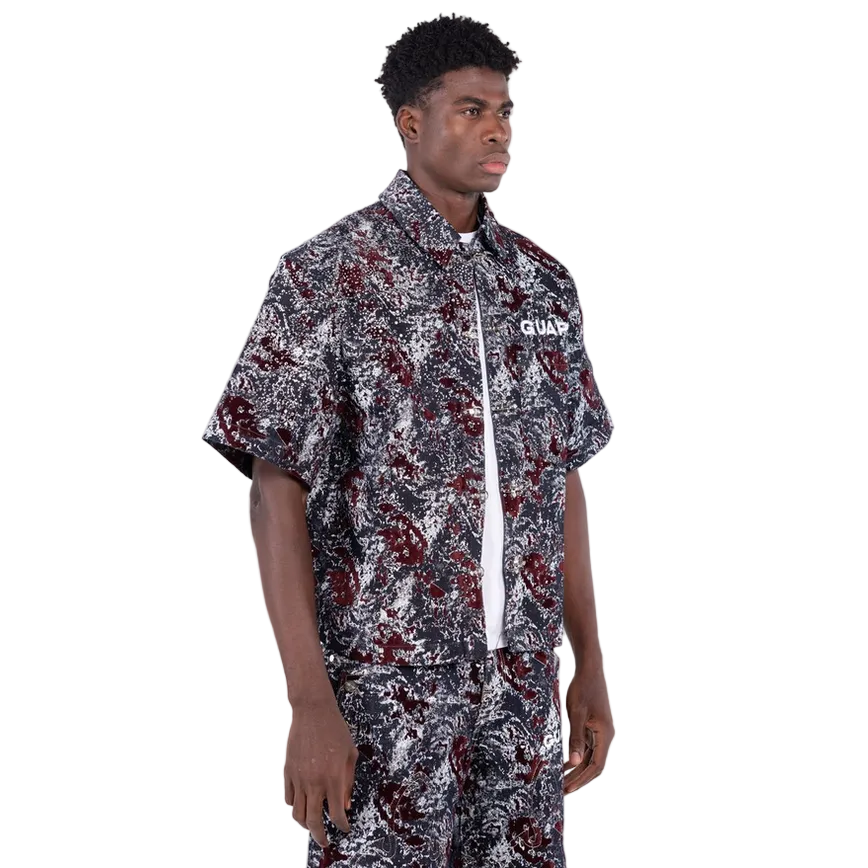 GUAPI Wine Red Laser Velvet Shirt by GUAPI