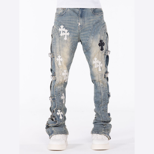 GUAPI Vintage Blue Cross Buckle Denim by GUAPI