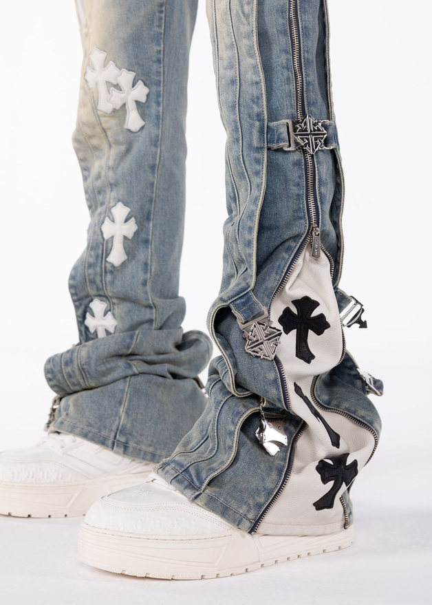 GUAPI Vintage Blue Cross Buckle Denim by GUAPI