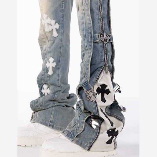 GUAPI Vintage Blue Cross Buckle Denim by GUAPI