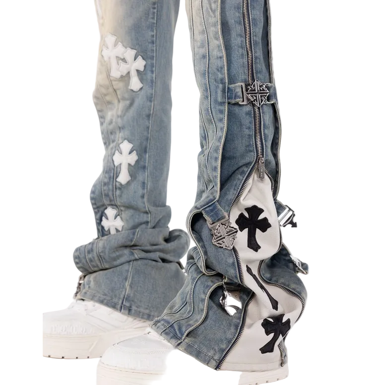 GUAPI Vintage Blue Cross Buckle Denim by GUAPI