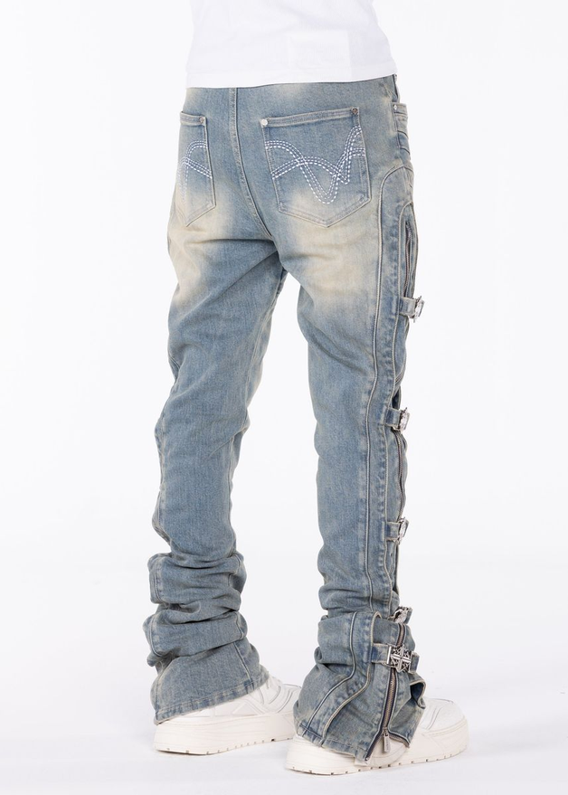 GUAPI Vintage Blue Cross Buckle Denim by GUAPI
