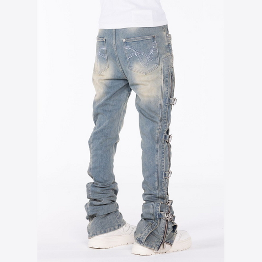 GUAPI Vintage Blue Cross Buckle Denim by GUAPI