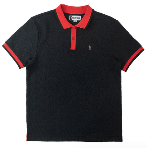 MAKOBI BELLAGIO KNIT POLO BLACK/RED