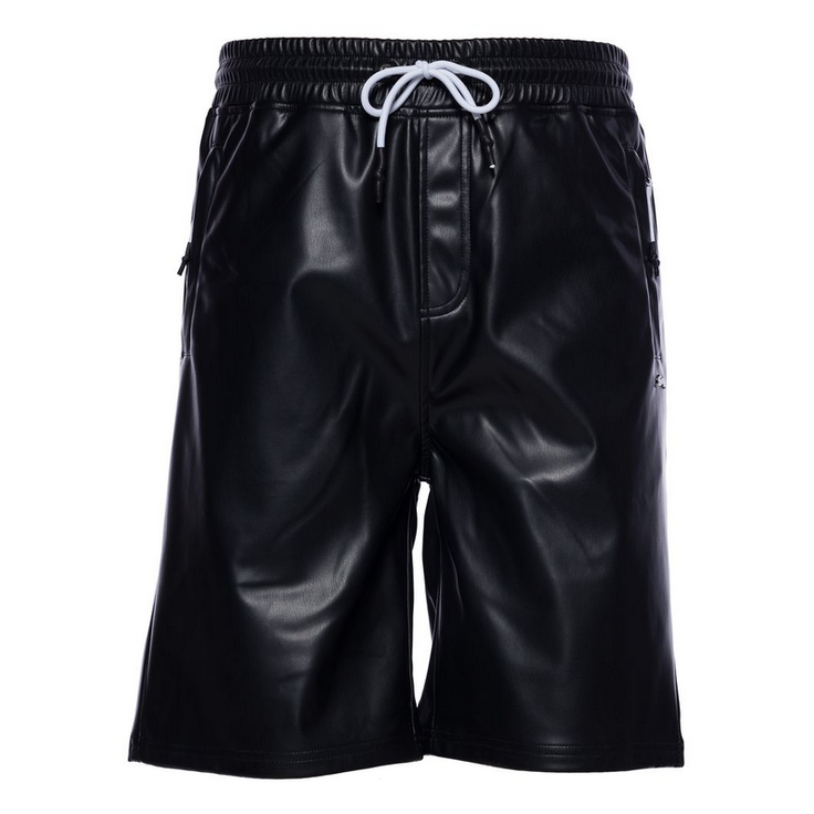 A TIZIANO LEATHER SHORTS-BLACK