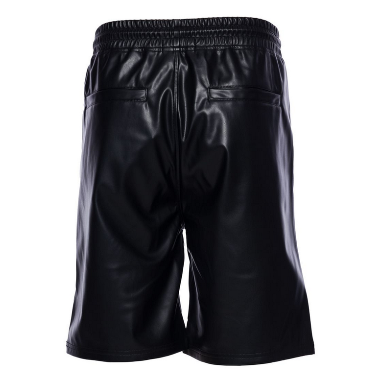 A TIZIANO LEATHER SHORTS-BLACK
