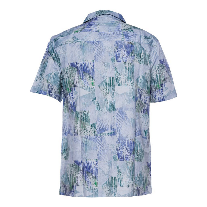 A TIZIANO  PRINTED BUTTON UP-DAWSON BLUE