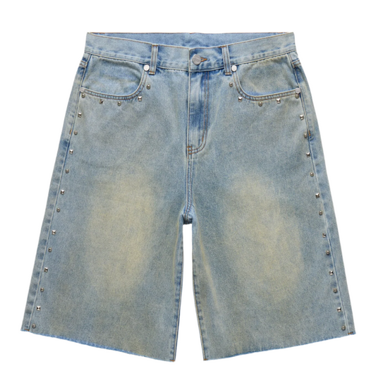 HOMME FEMME STUDDED DENIM SHORTS by HOMME FEMME