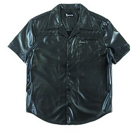MAKOBI BELLUCCI LEATHER SHIRT-BLACK