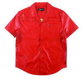MAKOBI BELLUCCI LEATHER SHIRT-RED