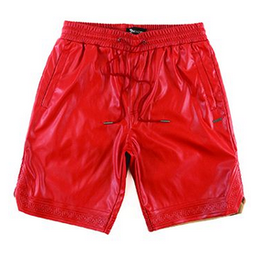 MAKOBI BELLUCCI LEATHER SHORTS-RED