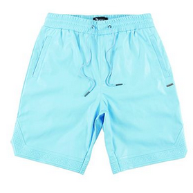 MAKOBI BELLUCCI LEATHER SHORTS-SKY BLUE