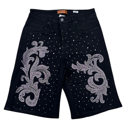 WAIMEA DIAMOND DENIM SHORTS-BLACK