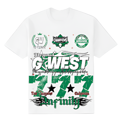 G WEST 777 TEE-WHITE/GREEN/WHITE
