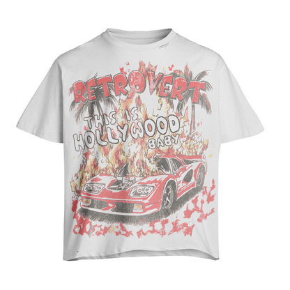RETROVERT RED HOLLYWOOD T-SHIRT-WHITE by RETROVERT