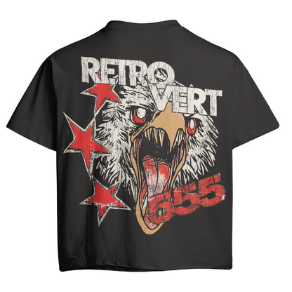 RETROVERT RED FALCON SKULL T-SHIRT-BLACK