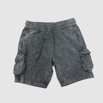 G WEST TERRY CARGO SHORTS-WASHED GREY