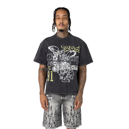 SMOKE RISE FASHION T-SHIRT-BLACK WASH