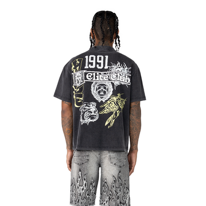 SMOKE RISE FASHION T-SHIRT-BLACK WASH