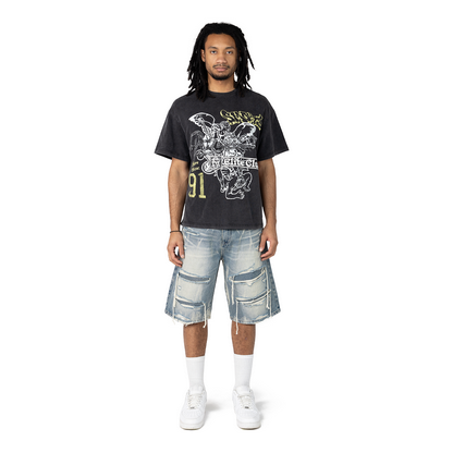 SMOKE RISE FASHION T-SHIRT-BLACK WASH
