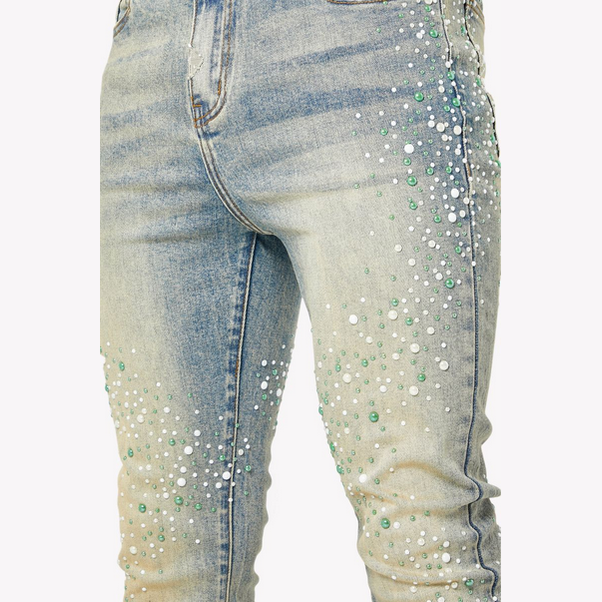GUAPI Vintage Olive Pearls Denim