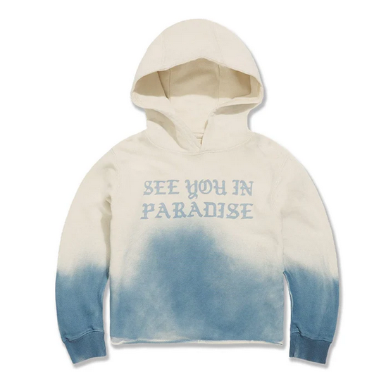 JORDAN CRAIG Kids York Cropped Pullover Hoodie-CREAM/BLUE