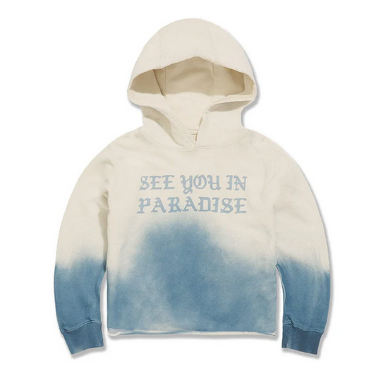 JORDAN CRAIG Kids York Cropped Pullover Hoodie-CREAM/BLUE by Jordan Craig
