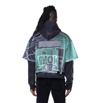 SMOKE RISE FIELD FLEECE 2FER HOODIE-GREEN by SMOKE RISE