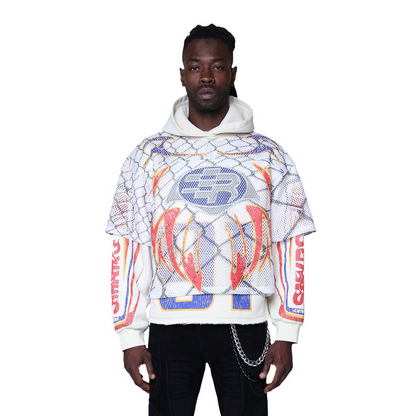 SMOKE RISE FIELD FLEECE 2FER HOODIE-CREAM