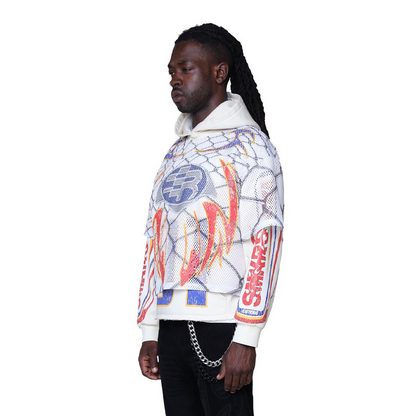 SMOKE RISE FIELD FLEECE 2FER HOODIE-CREAM