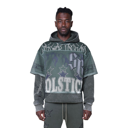 SMOKE RISE LUXE CLUB MESH 2-FER HOODIE-MOSS