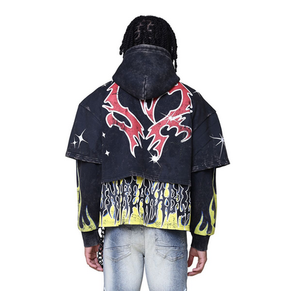 SMOKE RISE UNBREAKABLE 2-FER HOODIE-BLACK/RED