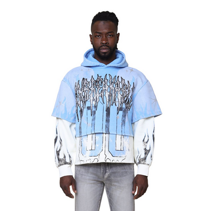 SMOKE RISE UNBREAKABLE 2-FER HOODIE-SKY BLUE