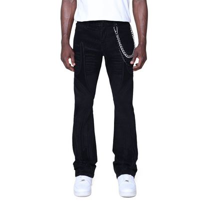 SMOKE RISE FIELD FLOCKED JEAN-BLACK
